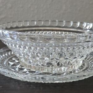 Anchor Hocking Wexford Clear Glass-5 1/2" Small Fruit/Dessert bowl and saucer